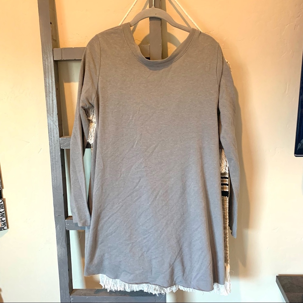 Free People FP Beach Beatnik Tunic Gray Trapeze Dress Low Cut Back #348 - Picture 2 of 5